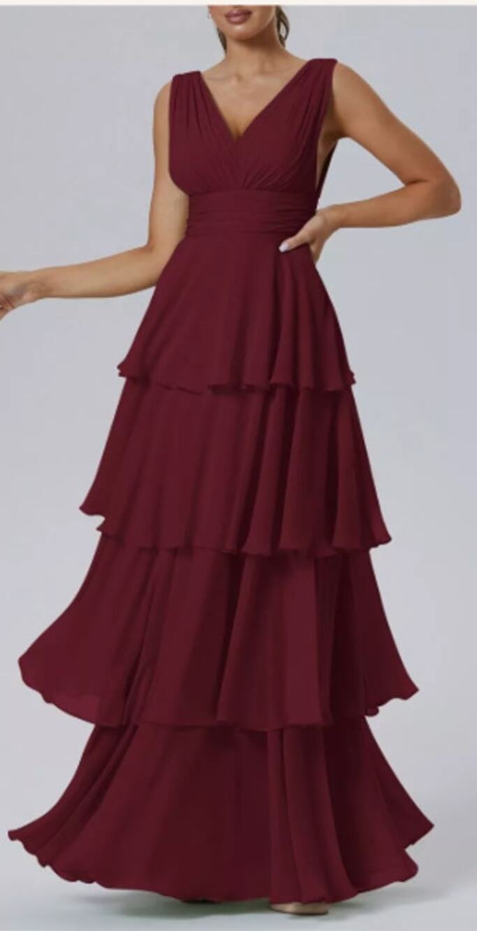 AW BRIDAL8 M burgundy Amabel chiffon formal bridesmaid maxi dress NEW b51